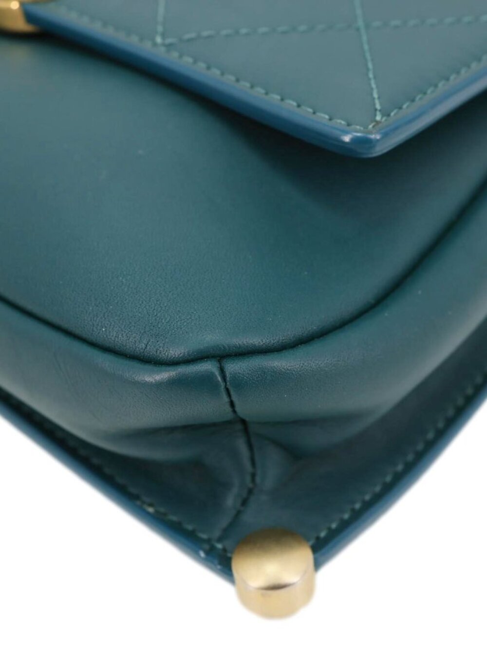 Chanel CC Stitched Flap Calfskin Leather Crossbody Bag Green - Picture 6 of 12